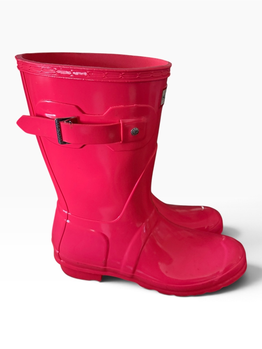 Hunter Women's Original Vibrant Pink Short Gloss Rain Boots, size US 9/UK 7 - Picture 6 of 9
